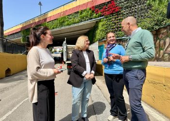 El Ayuntamiento de Fuengirola renueva el jardín vertical del puente de la avenida de Finlandia en Los Pacos